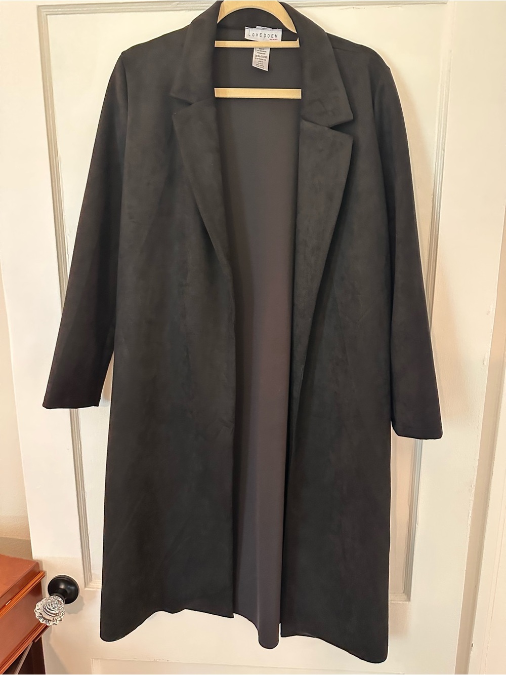 Love Tree Black Open-Front Trench Coat